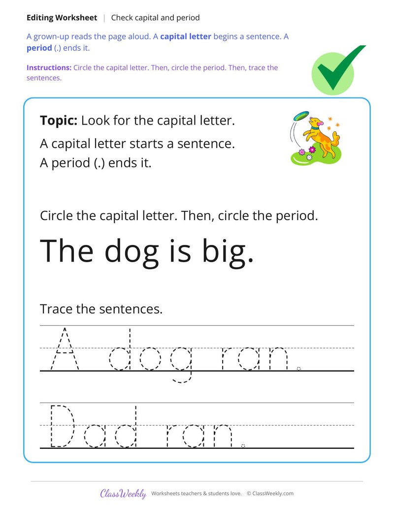 Check Writing for a Capital and Period