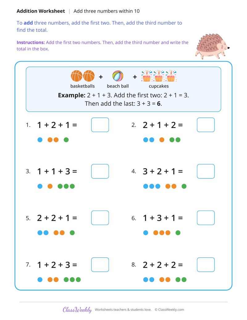Add Three Numbers Within 10