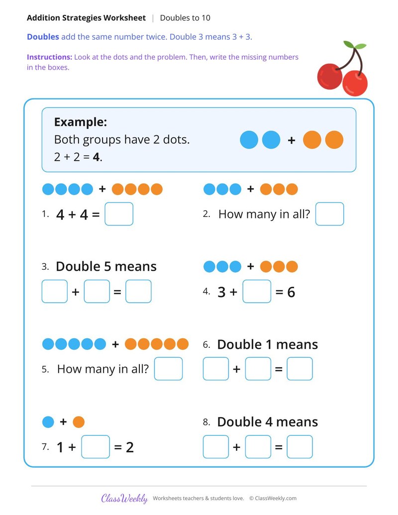 Add Within 10, Doubles