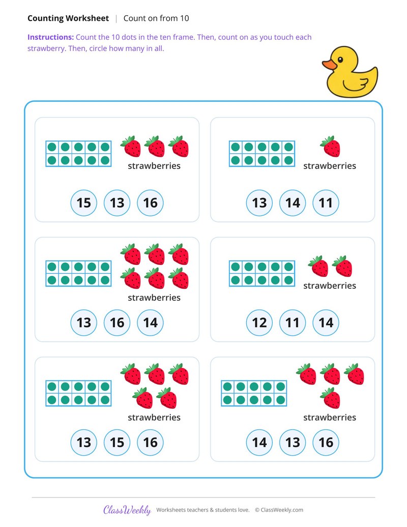 Count On From 10, How Many in All?