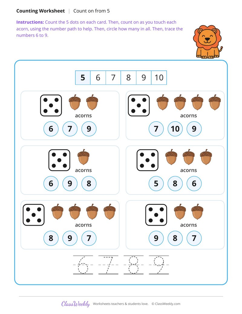 Count On From 5 With a Number Path