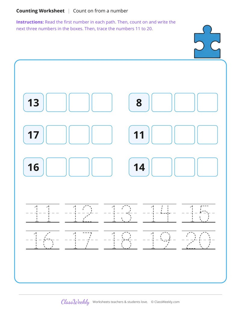 Count On From a Number to 20