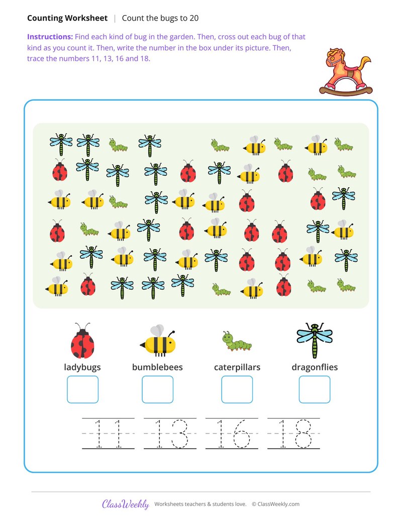 Count the Bugs in the Garden to 20