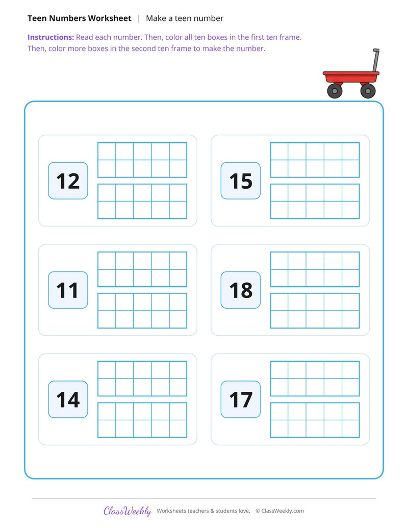 Make a Teen Number With a Ten and Ones