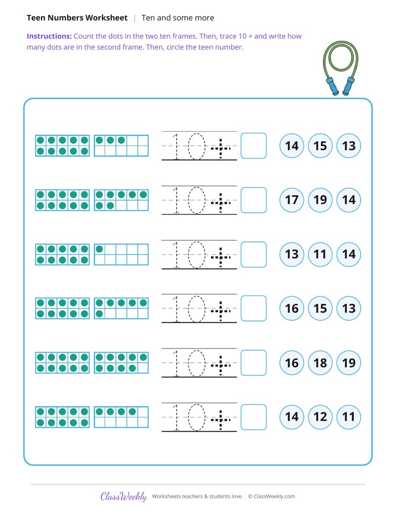 Teen Numbers Are Ten and Some More