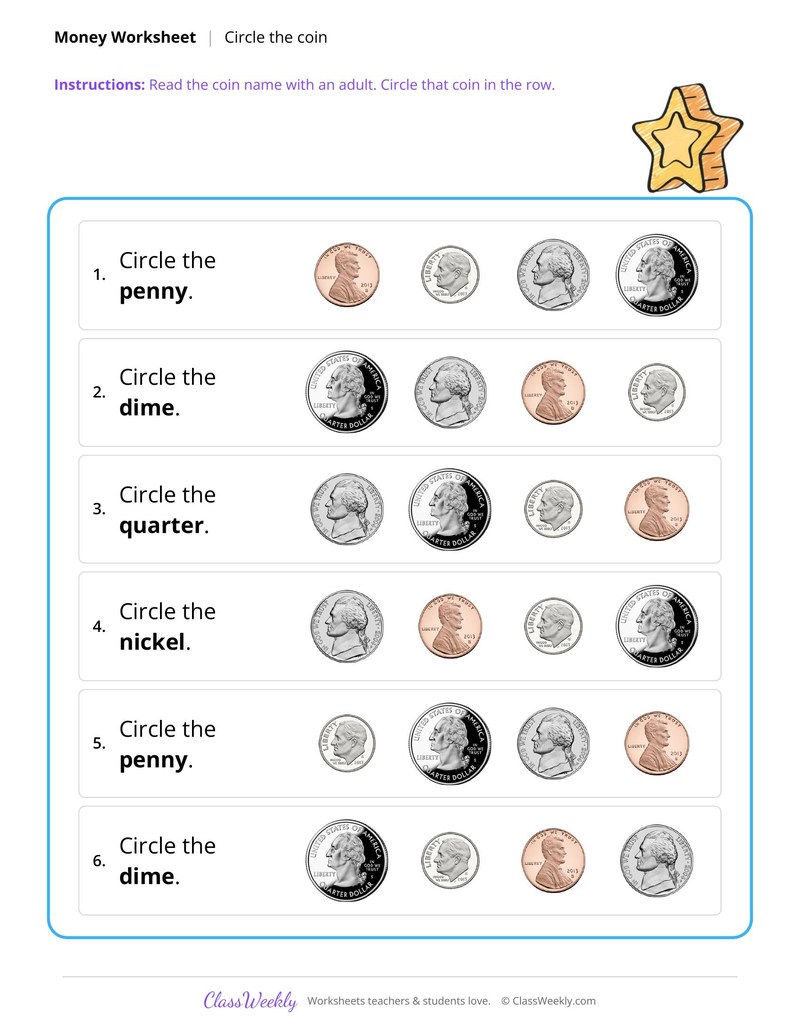 Circle the named coin