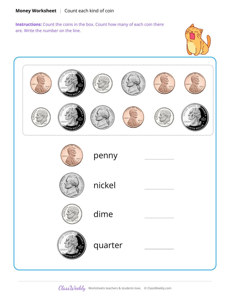 Count each kind of coin