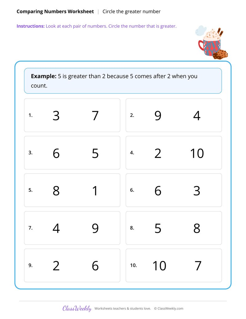 Circle the greater number