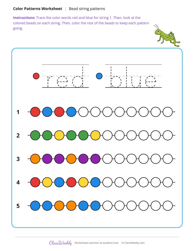 Finish the Color Patterns on Bead Strings