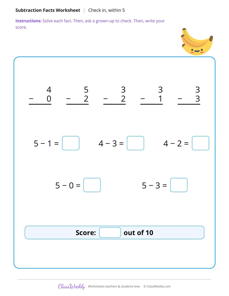 Subtraction Check In Within 5