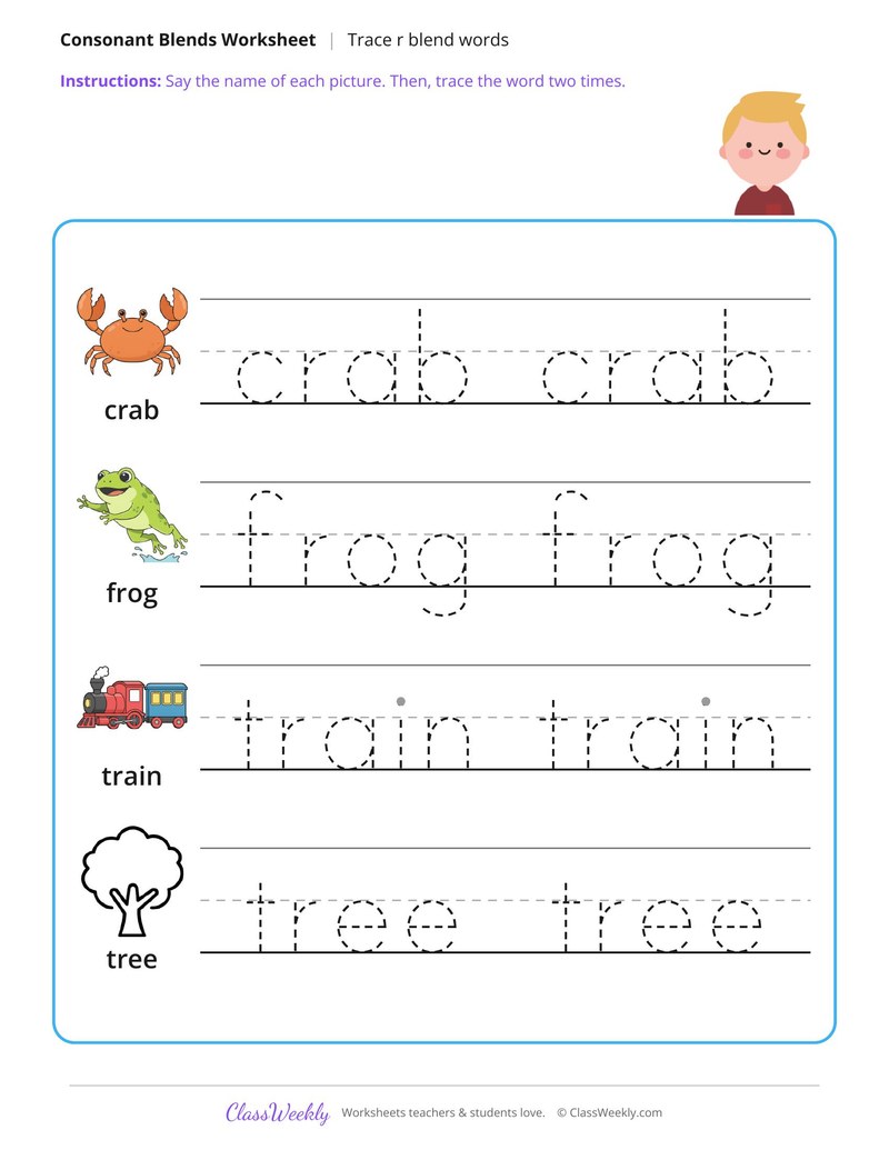 Trace R Blend Words - Page 1