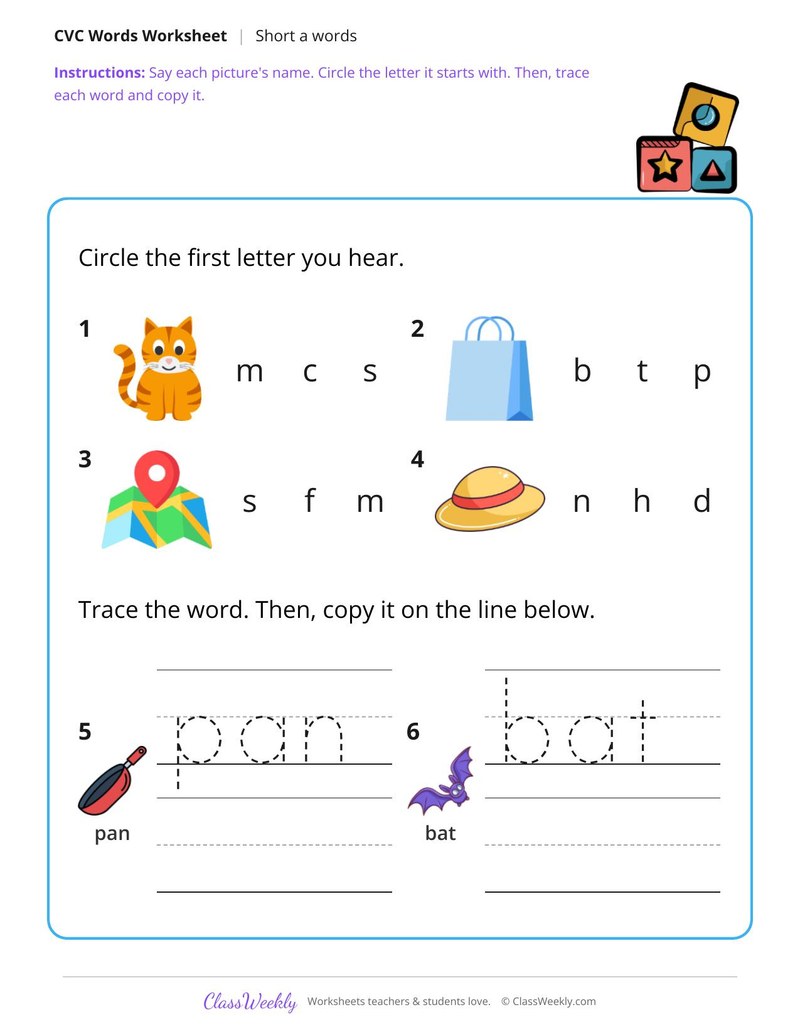 Spell Short A CVC Words