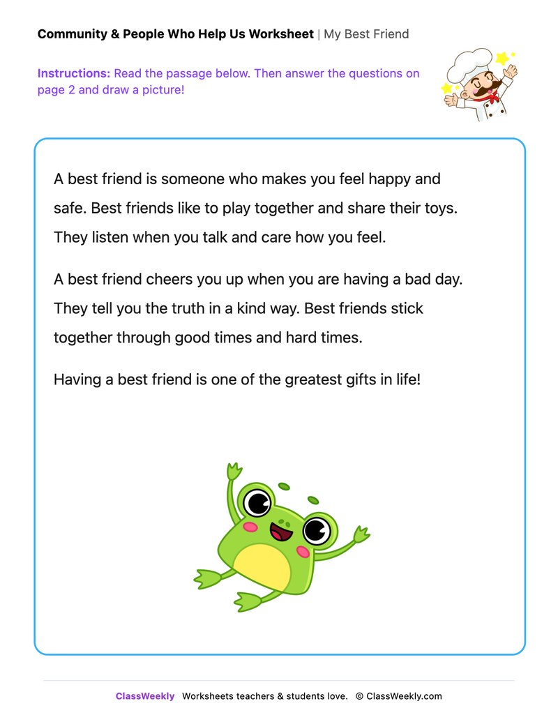 My Best Friend - Draw & Write Worksheet - Page 1