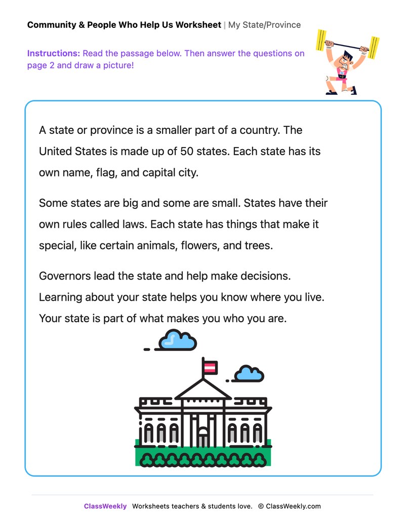 My State/Province - Draw & Write Worksheet - Page 1