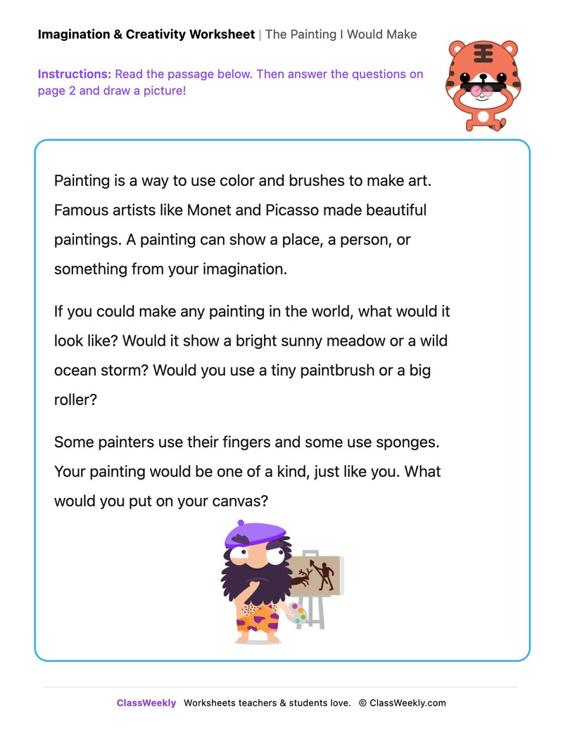 The Painting I Would Make - Draw & Write Worksheet - Page 1