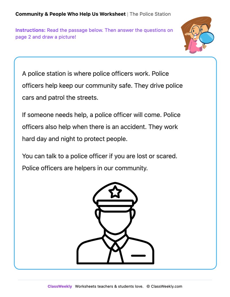 The Police Station - Draw & Write Worksheet - Page 1