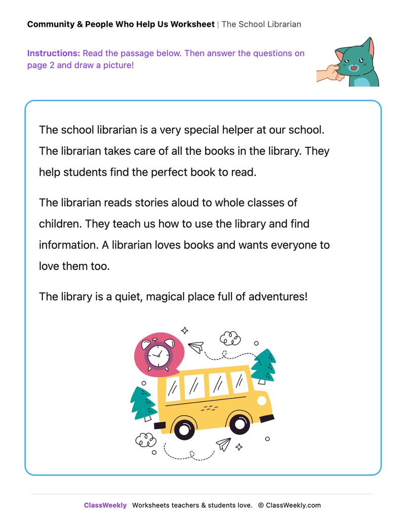 The School Librarian - Draw & Write Worksheet - Page 1