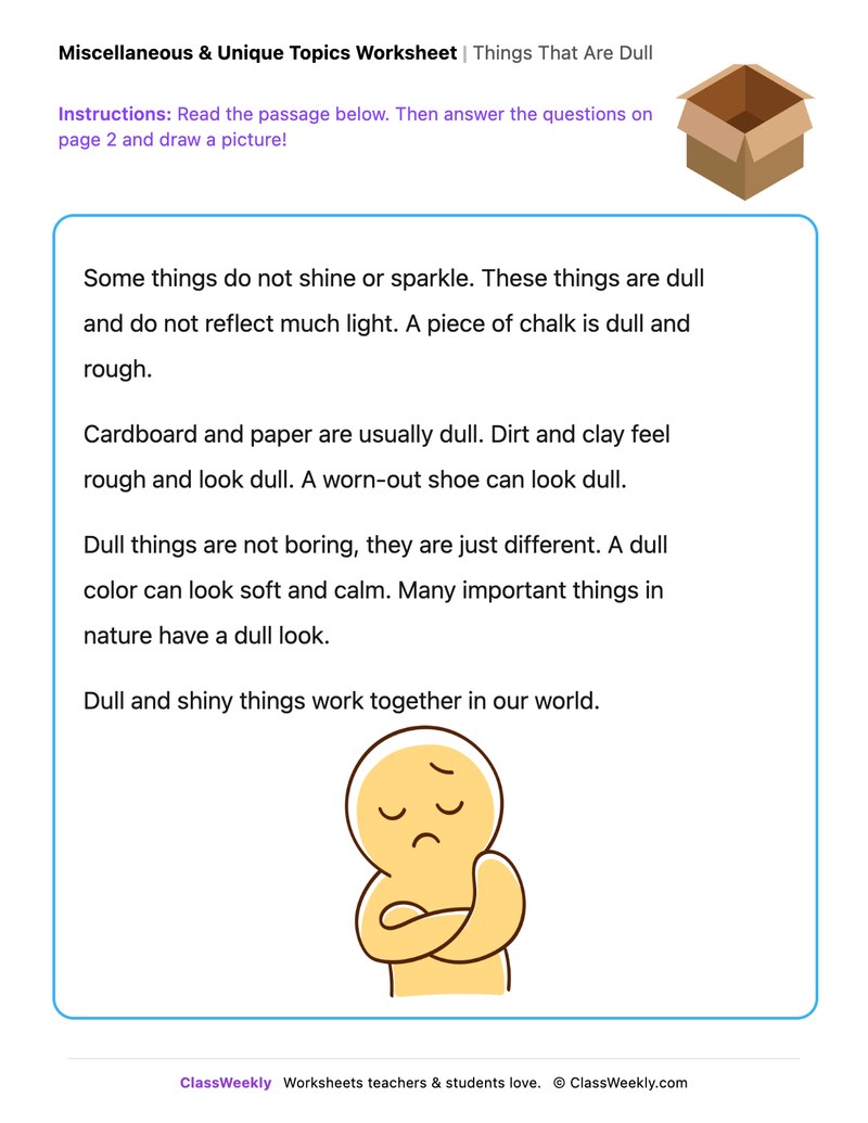 Things That Are Dull - Draw & Write Worksheet - Page 1
