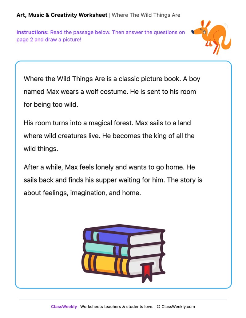 Where The Wild Things Are - Draw & Write Worksheet - Page 1