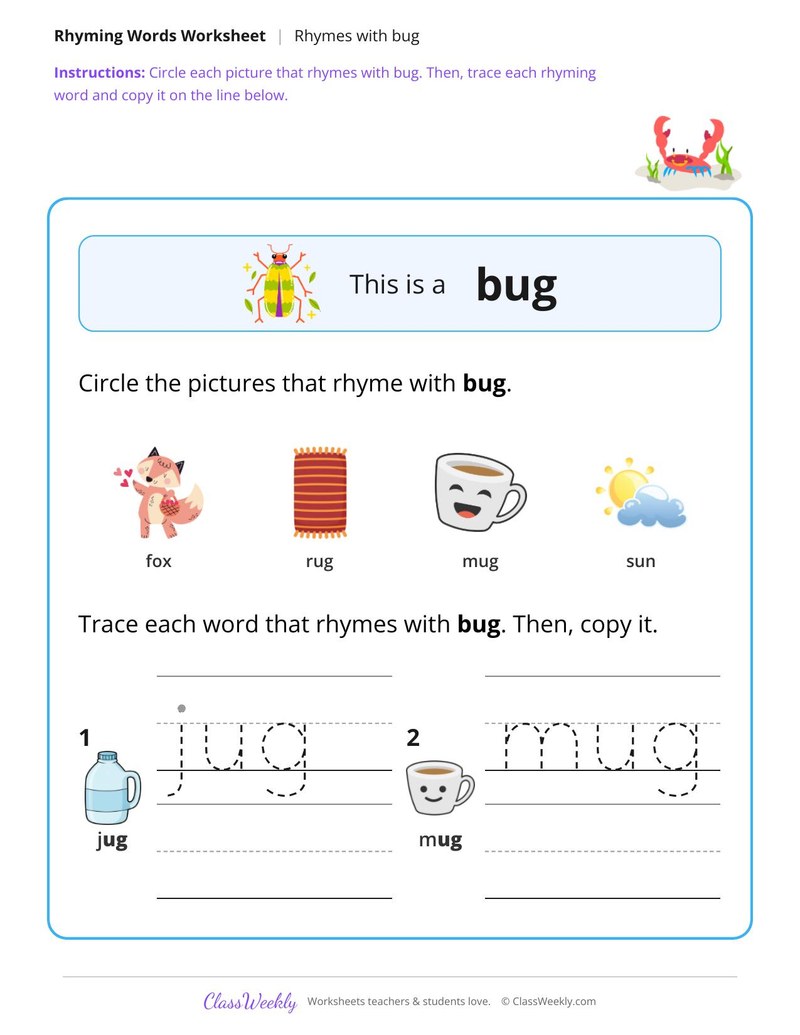 Rhyme and Spell With Bug