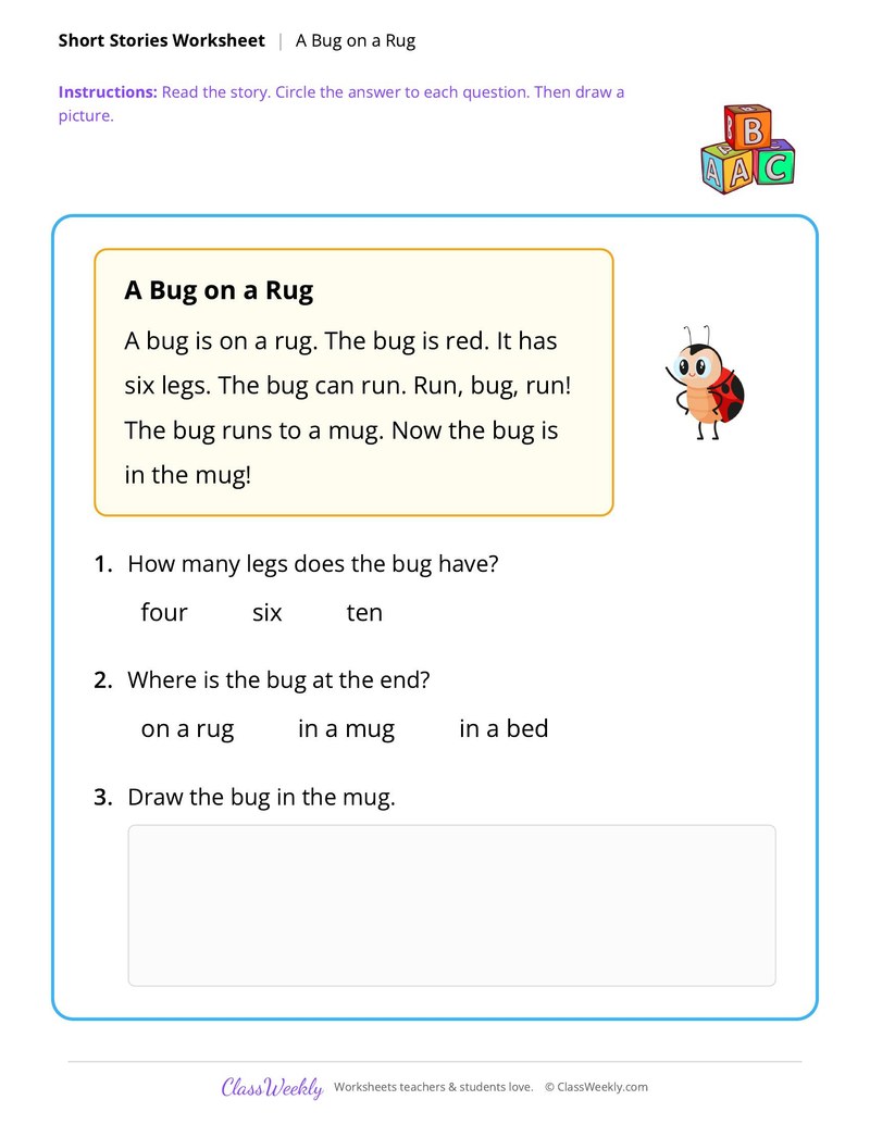 A Bug on a Rug (Kindergarten Short Story)