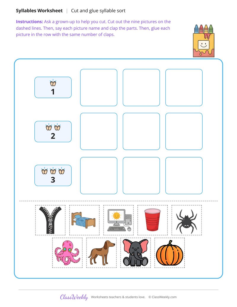 Sort Pictures by Syllables