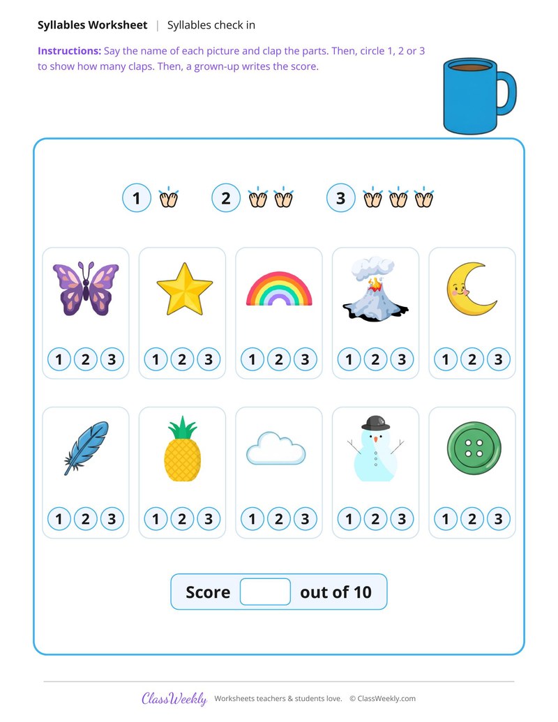 Syllables Check In, Clap and Circle