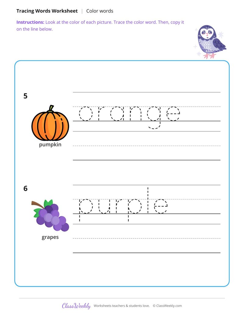 Trace and Write Color Words - Page 3