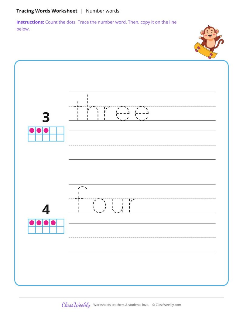 Trace and Write Number Words - Page 2
