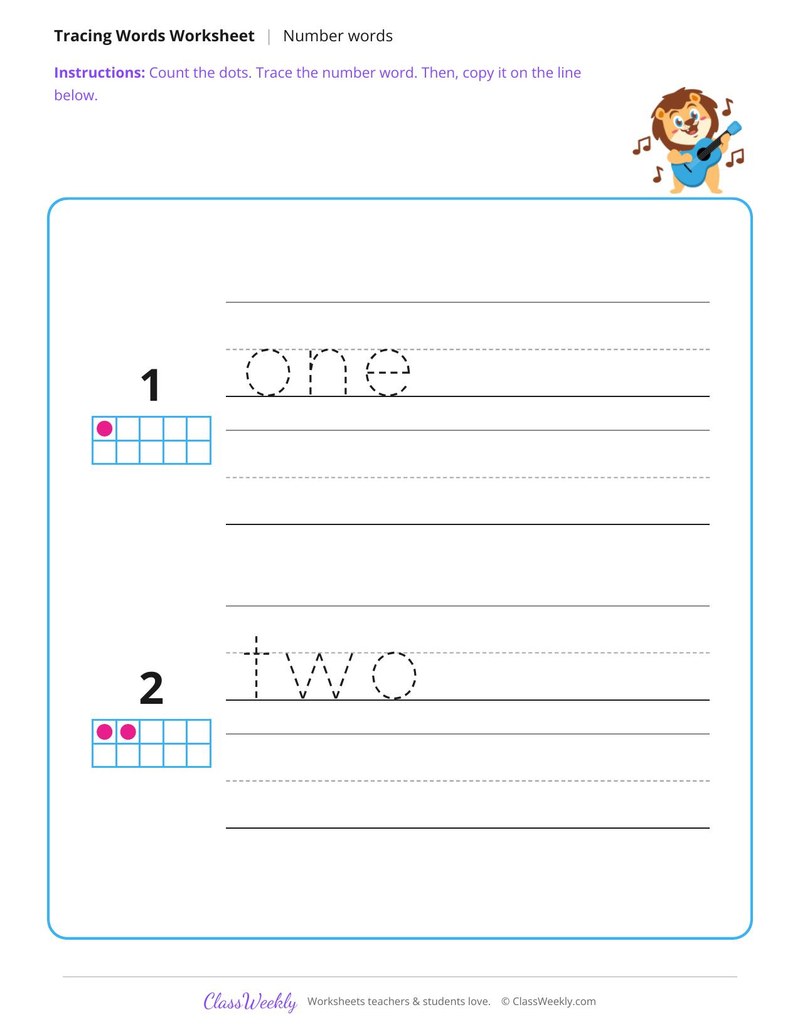 Trace and Write Number Words - Page 1