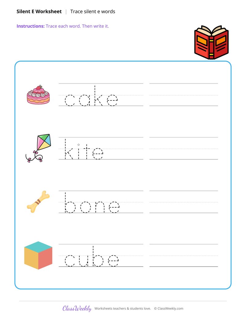 Trace silent e words