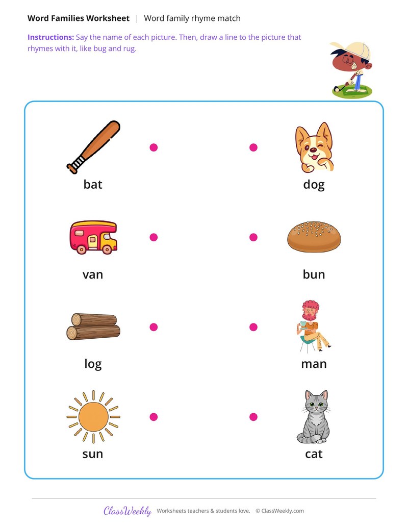 Word Family Rhyme Match