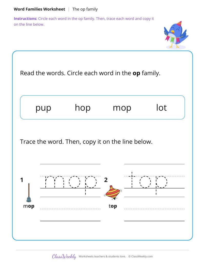 Spell Op Family Words