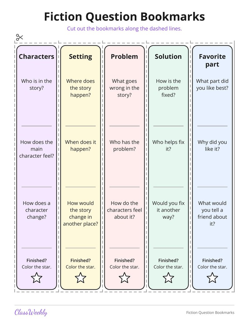 Fiction Question Bookmarks