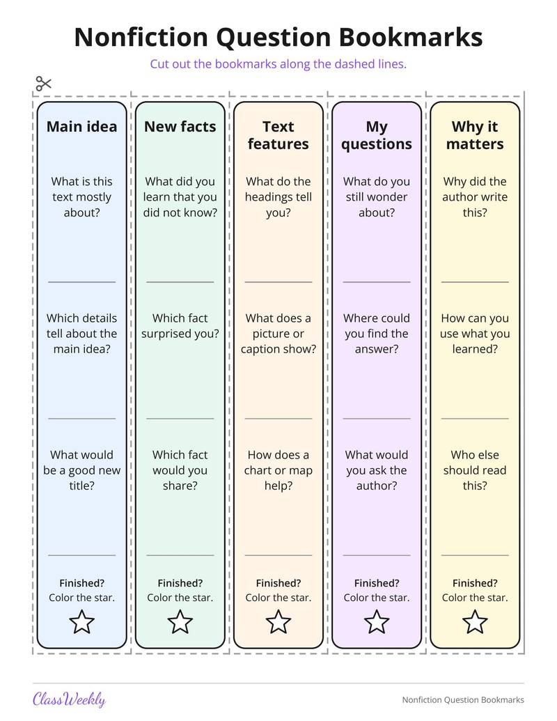 Nonfiction Question Bookmarks