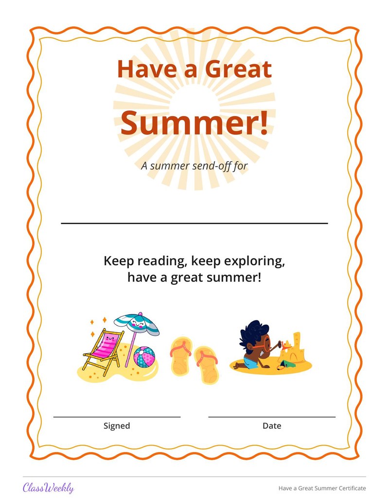 Have a Great Summer Certificate