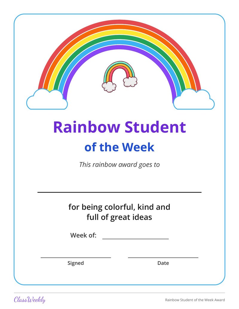 Rainbow Student of the Week Award