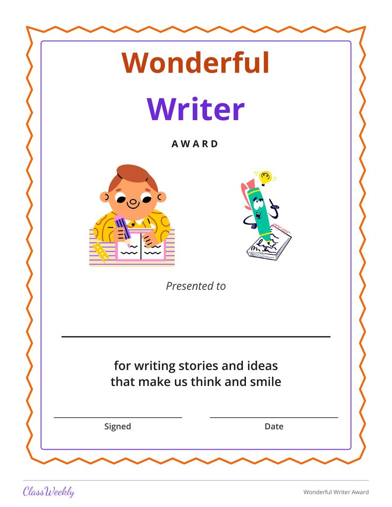 Wonderful Writer Award