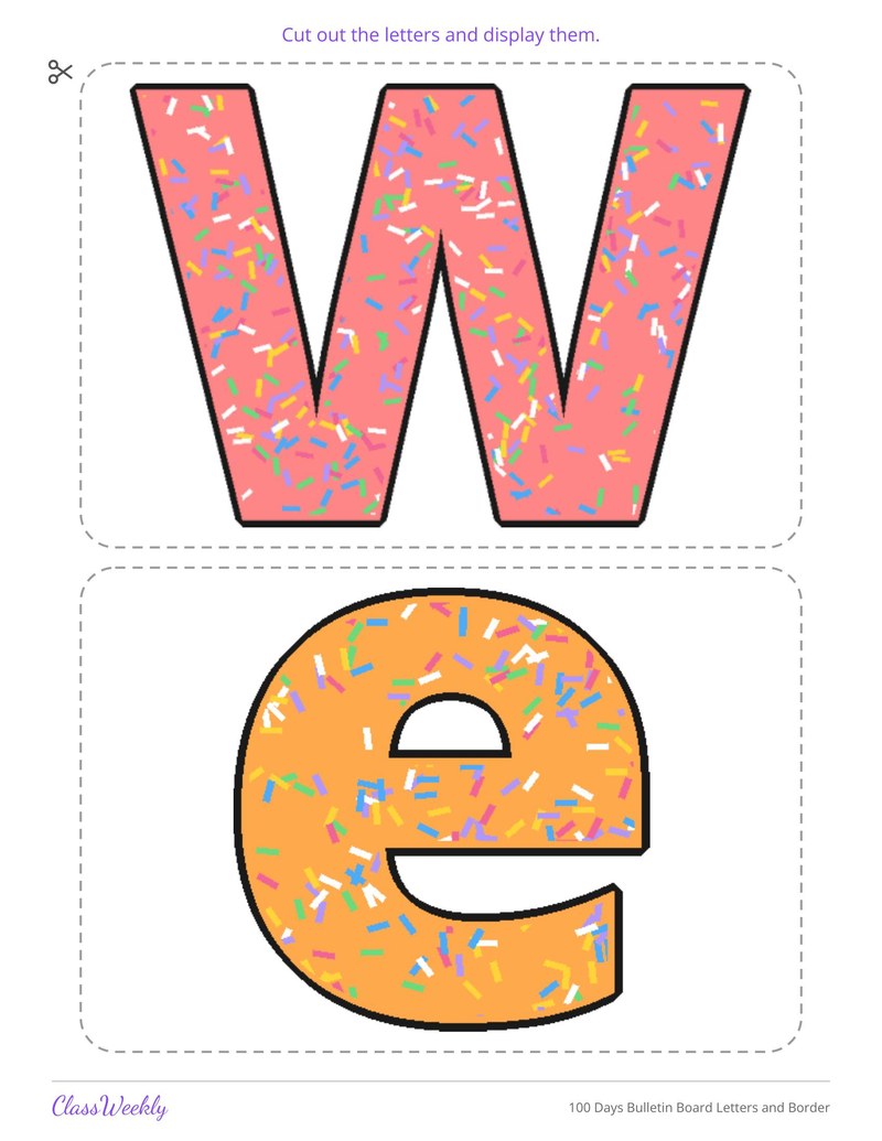 100 Days Bulletin Board Letters and Border - Page 2