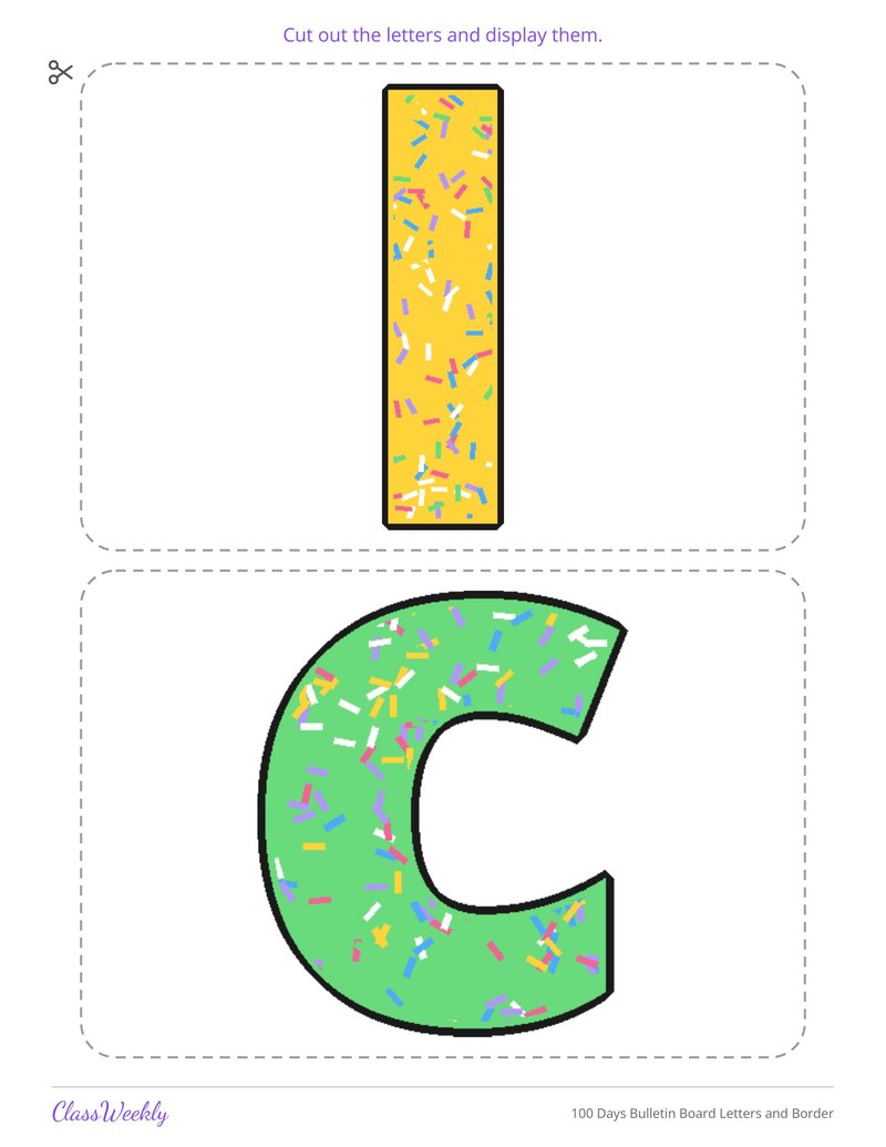 100 Days Bulletin Board Letters and Border - Page 3