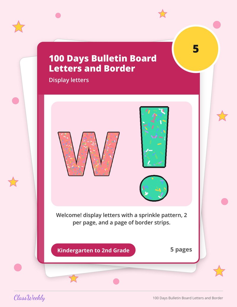 100 Days Bulletin Board Letters and Border - Page 1