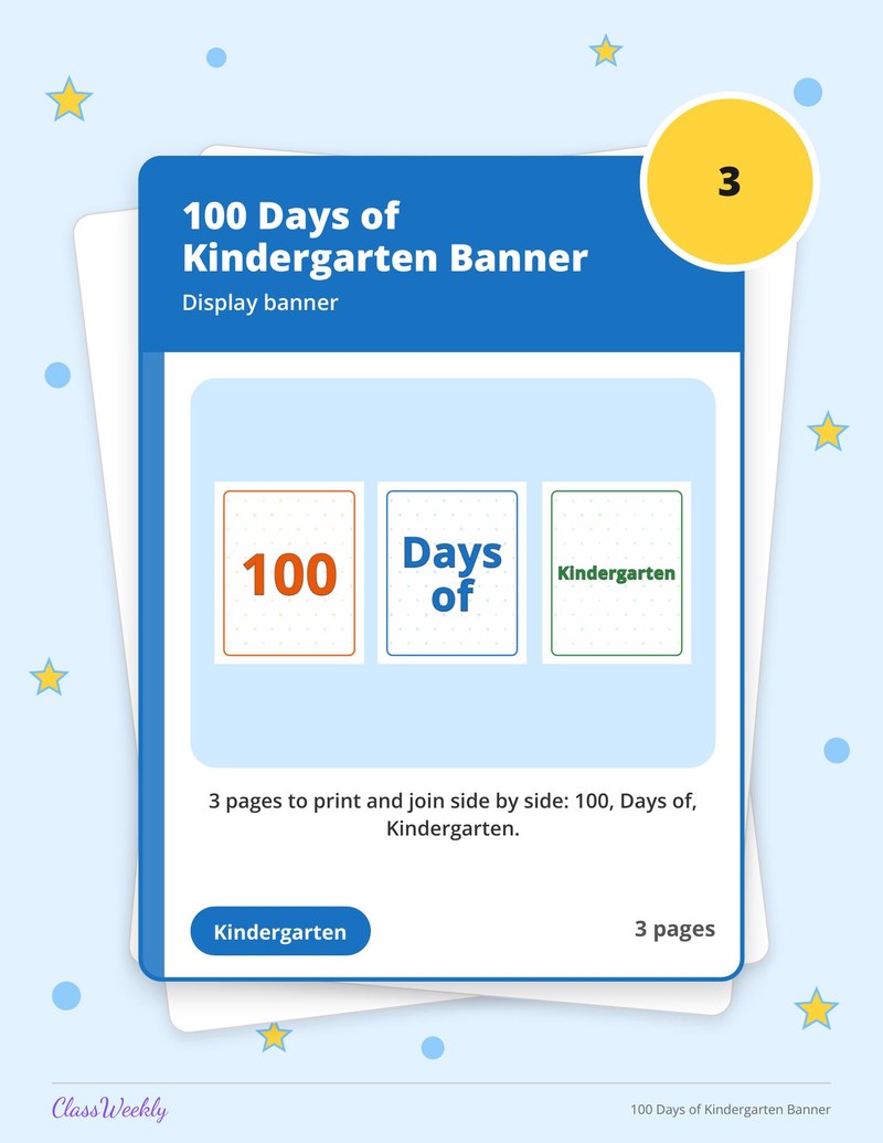 100 Days of Kindergarten Banner - Page 1