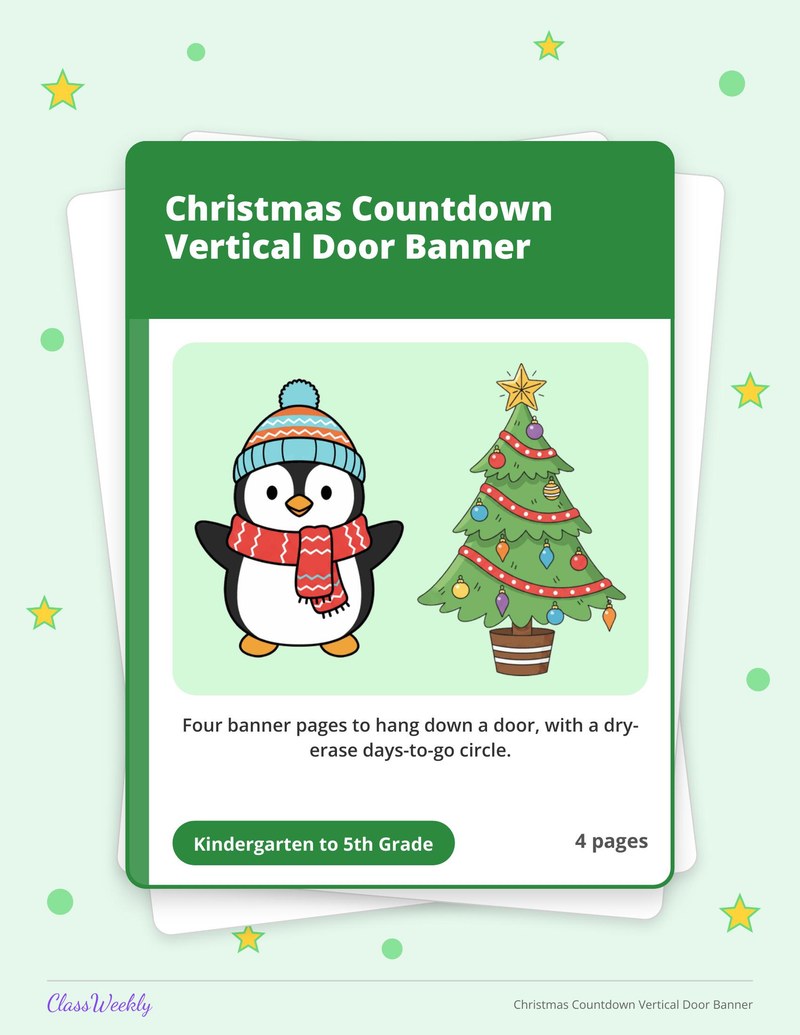 Christmas Countdown Vertical Door Banner - Page 1