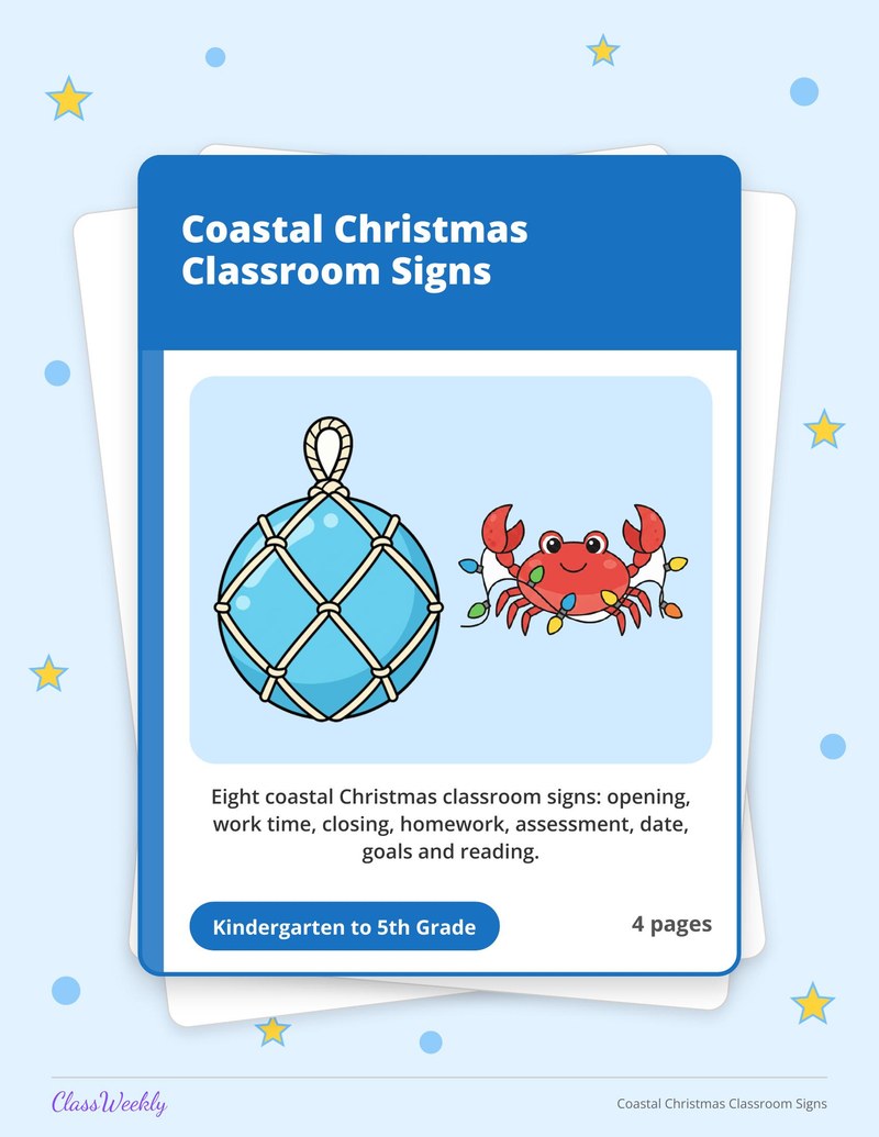 Coastal Christmas Classroom Signs - Page 1
