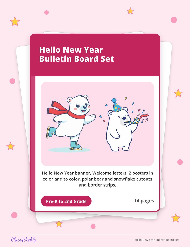 Hello New Year Bulletin Board Set - Page 1