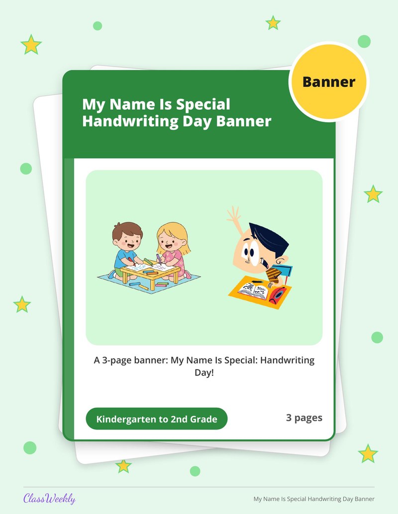 My Name Is Special Handwriting Day Banner - Page 1