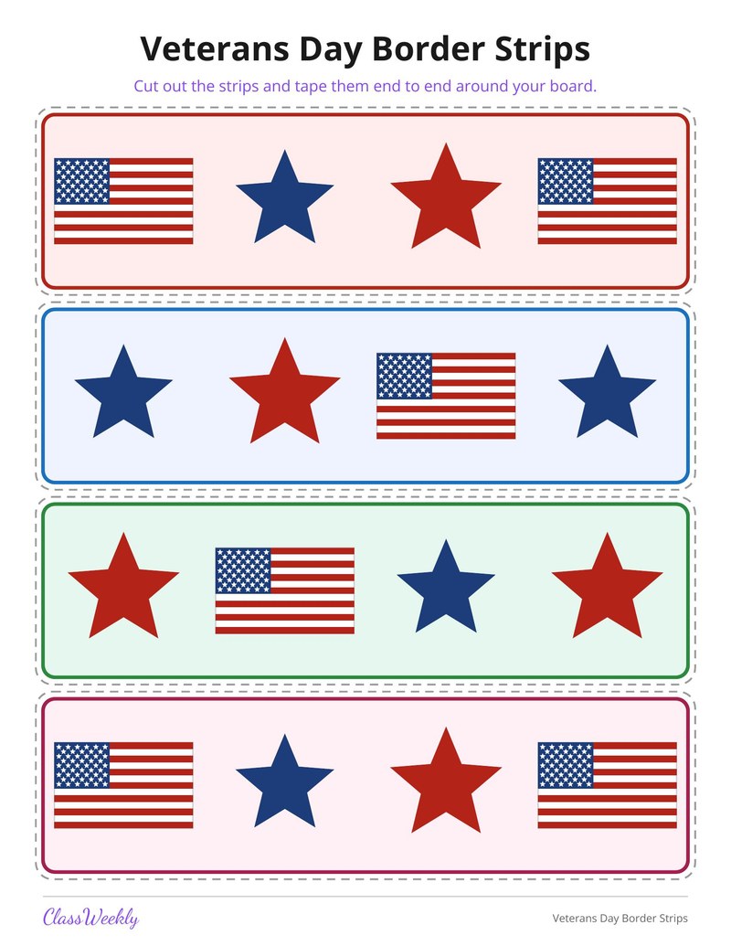 Veterans Day Border Strips - Page 1