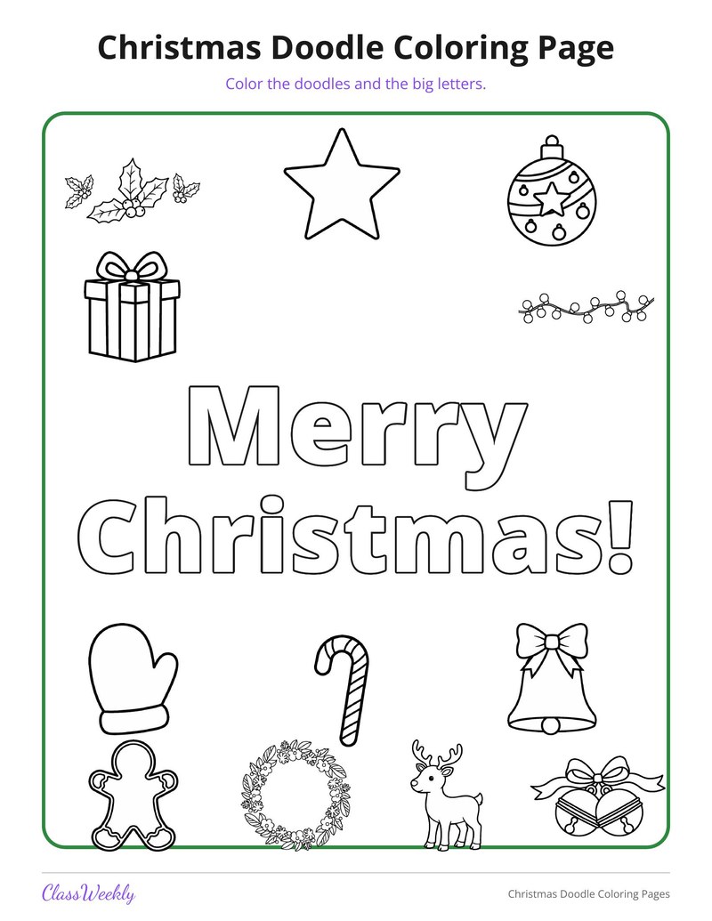 Christmas Doodle Coloring Pages - Page 1