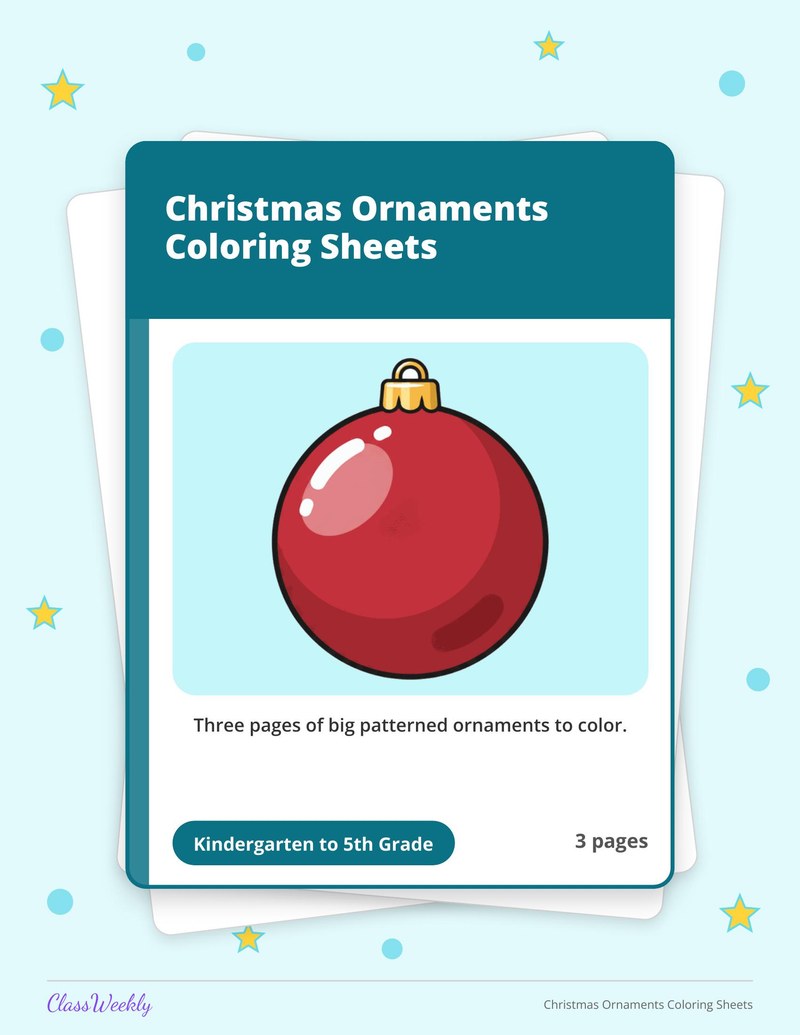 Christmas Ornaments Coloring Sheets - Page 1