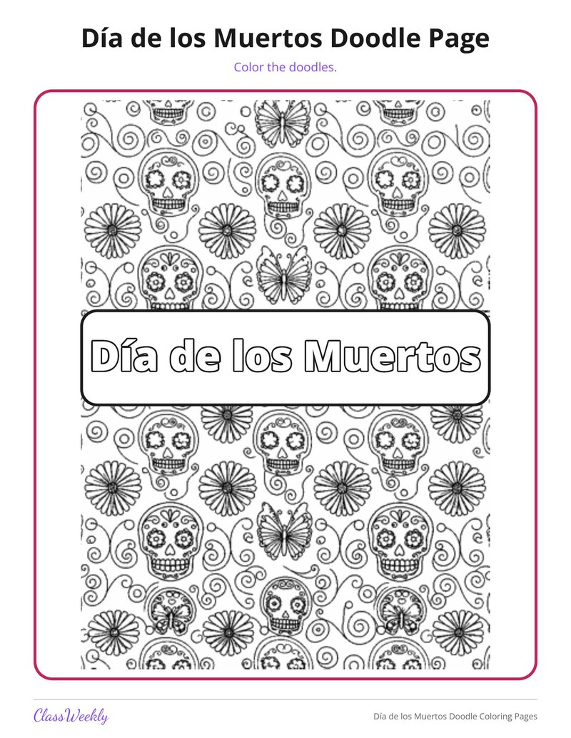 Día de los Muertos Doodle Coloring Pages - Page 2